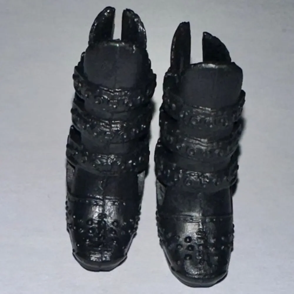 Modern Barbie Black Open Toe Cut Out Ankle Boots Heels Shoes Mattel - Picture 1 of 5